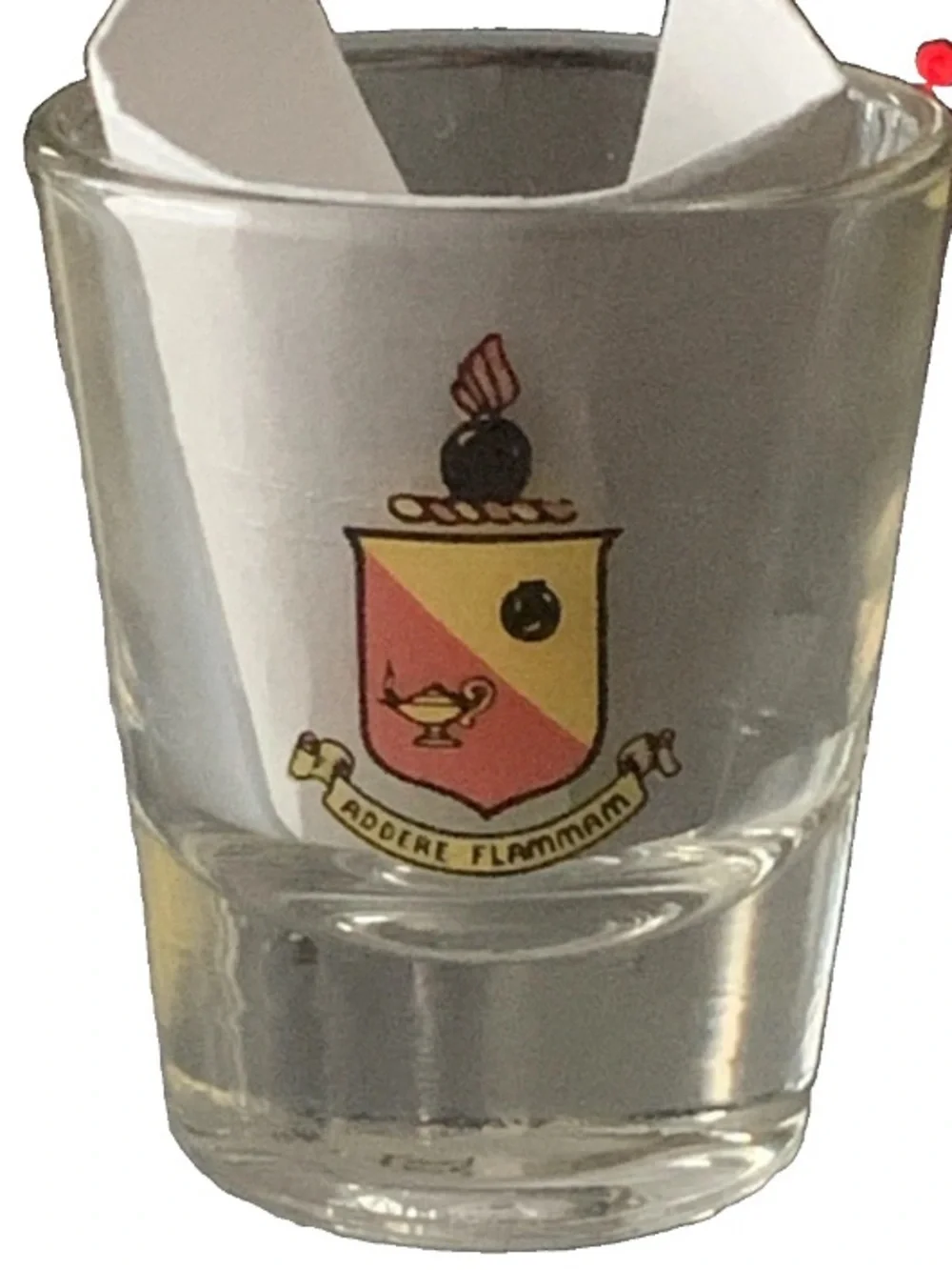 Vintage US Army Ordinance School Addere Flammam Shot Glass Shotglass